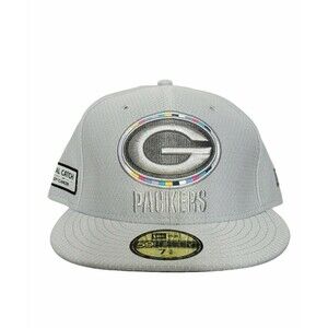 New Era Green Bay Packers NFL 5950 2018 Crucial Catch Fit Hat Gray 7 3/8